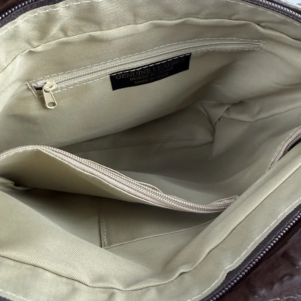 Borse In Pelle Convertible Backpack Handbag Leather Croc Embossed Made Italy New